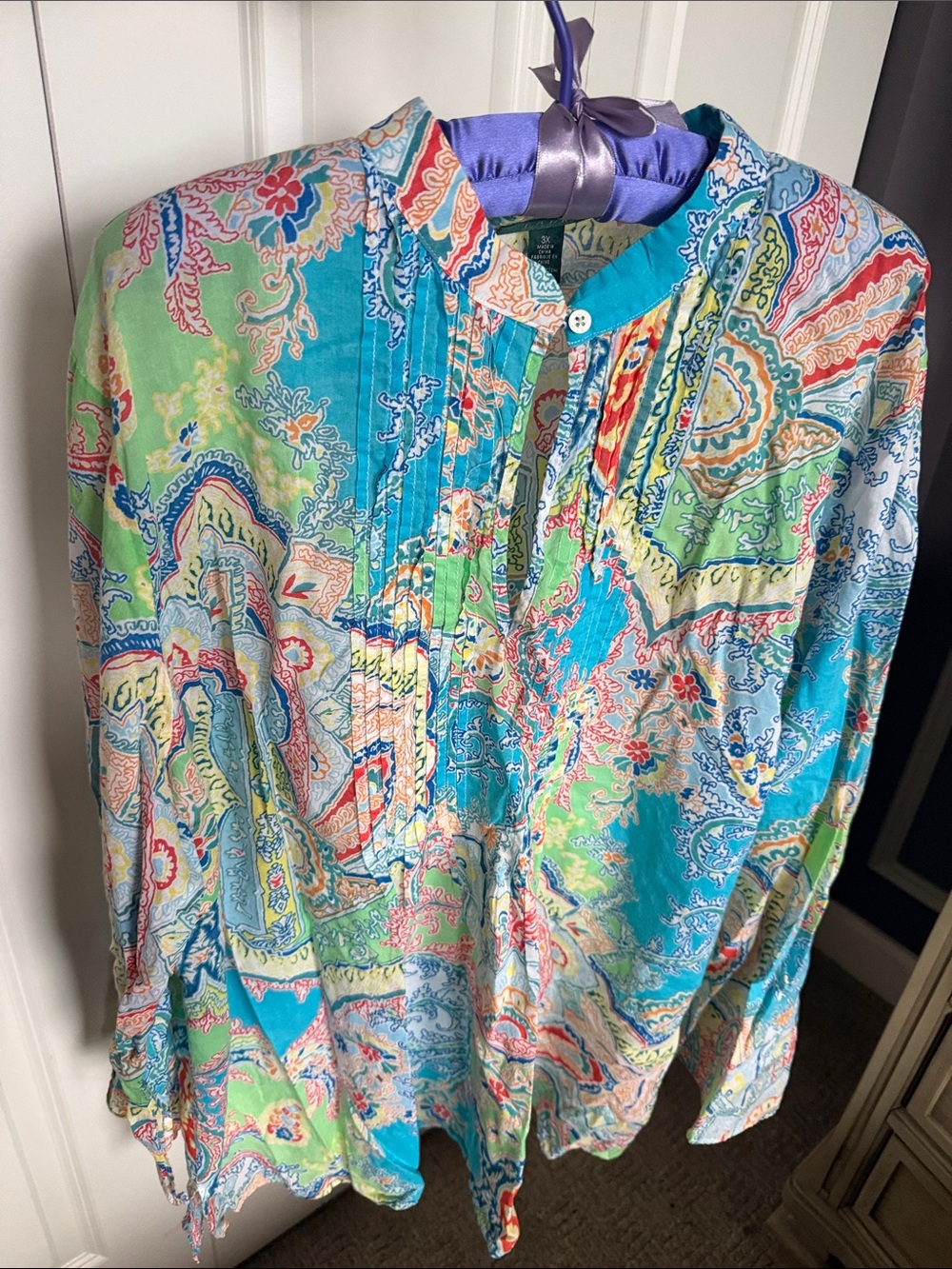 Lauren Ralph Lauren Lightweight Multicolor Paisley Blouse Sz 3X